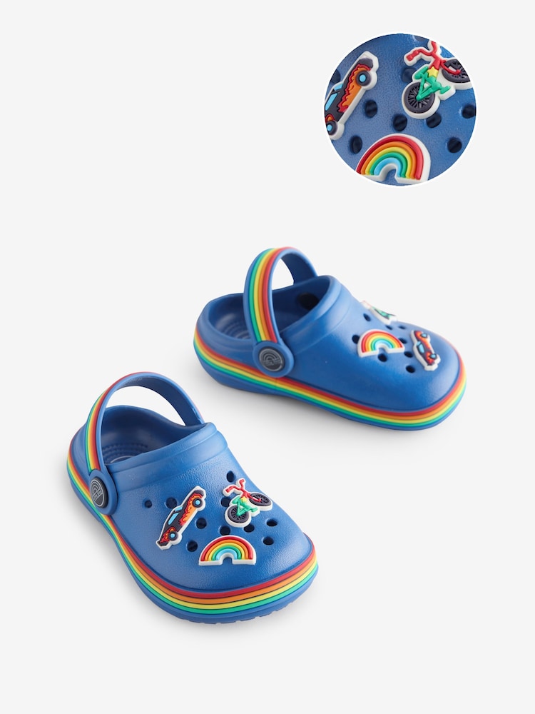 Little Bird by Jools Oliver Blue Rainbow Charm Clogs - Image 1 of 5