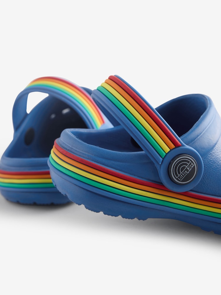 Little Bird by Jools Oliver Blue Rainbow Charm Clogs - Image 4 of 5