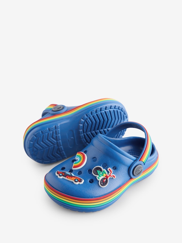 Little Bird by Jools Oliver Blue Rainbow Charm Clogs - Image 5 of 5