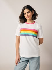 Little Bird by Jools Oliver Multi Rainbow Stripe T-Shirt - Image 1 of 6