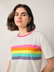Little Bird by Jools Oliver Multi Rainbow Stripe T-Shirt - Image 2 of 6