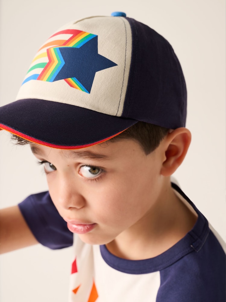 Little Bird by Jools Oliver Navy Rainbow Star Baseball Cap - Image 4 of 4