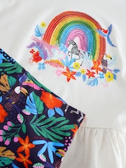 Little Bird by Jools Oliver White Rainbow T-shirt and Leggings Set - Image 7 of 7
