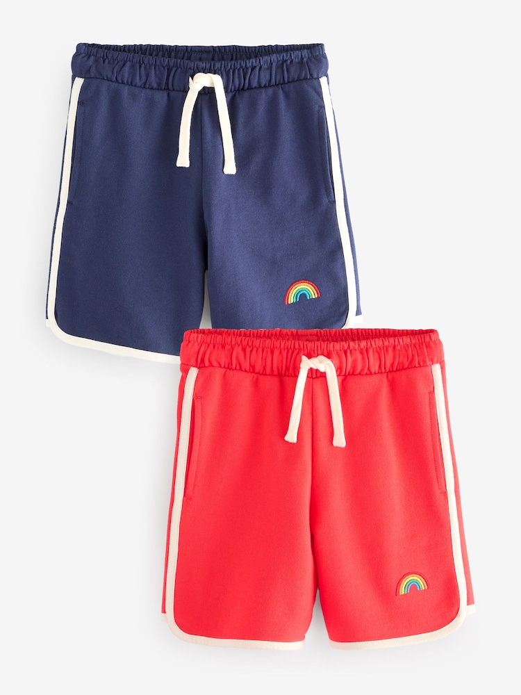 Little Bird by Jools Oliver Navy/Red Rainbow 2 Pack Shorts - Image 1 of 8