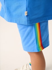 Little Bird by Jools Oliver Blue Rainbow Short Sleeve Sweat Top and Shorts Set - Image 11 of 18
