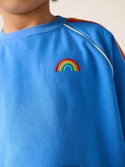 Little Bird by Jools Oliver Blue Rainbow Short Sleeve Sweat Top and Shorts Set - Image 12 of 18