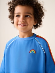 Little Bird by Jools Oliver Blue Rainbow Short Sleeve Sweat Top and Shorts Set - Image 13 of 18