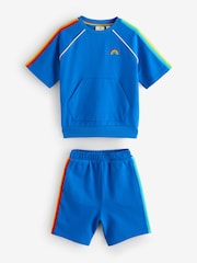 Little Bird by Jools Oliver Blue Rainbow Short Sleeve Sweat Top and Shorts Set - Image 15 of 18