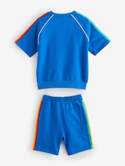 Little Bird by Jools Oliver Blue Rainbow Short Sleeve Sweat Top and Shorts Set - Image 16 of 18