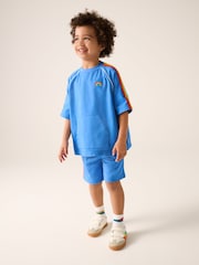 Little Bird by Jools Oliver Blue Rainbow Short Sleeve Sweat Top and Shorts Set - Image 2 of 18