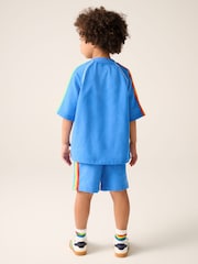 Little Bird by Jools Oliver Blue Rainbow Short Sleeve Sweat Top and Shorts Set - Image 3 of 18