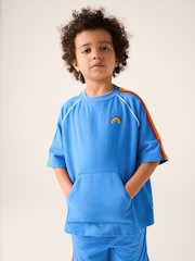Little Bird by Jools Oliver Blue Rainbow Short Sleeve Sweat Top and Shorts Set - Image 5 of 18
