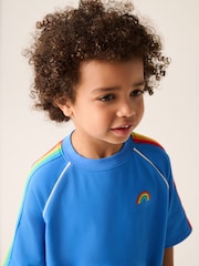 Little Bird by Jools Oliver Blue Rainbow Short Sleeve Sweat Top and Shorts Set - Image 7 of 18