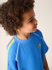 Little Bird by Jools Oliver Blue Rainbow Short Sleeve Sweat Top and Shorts Set - Image 8 of 18