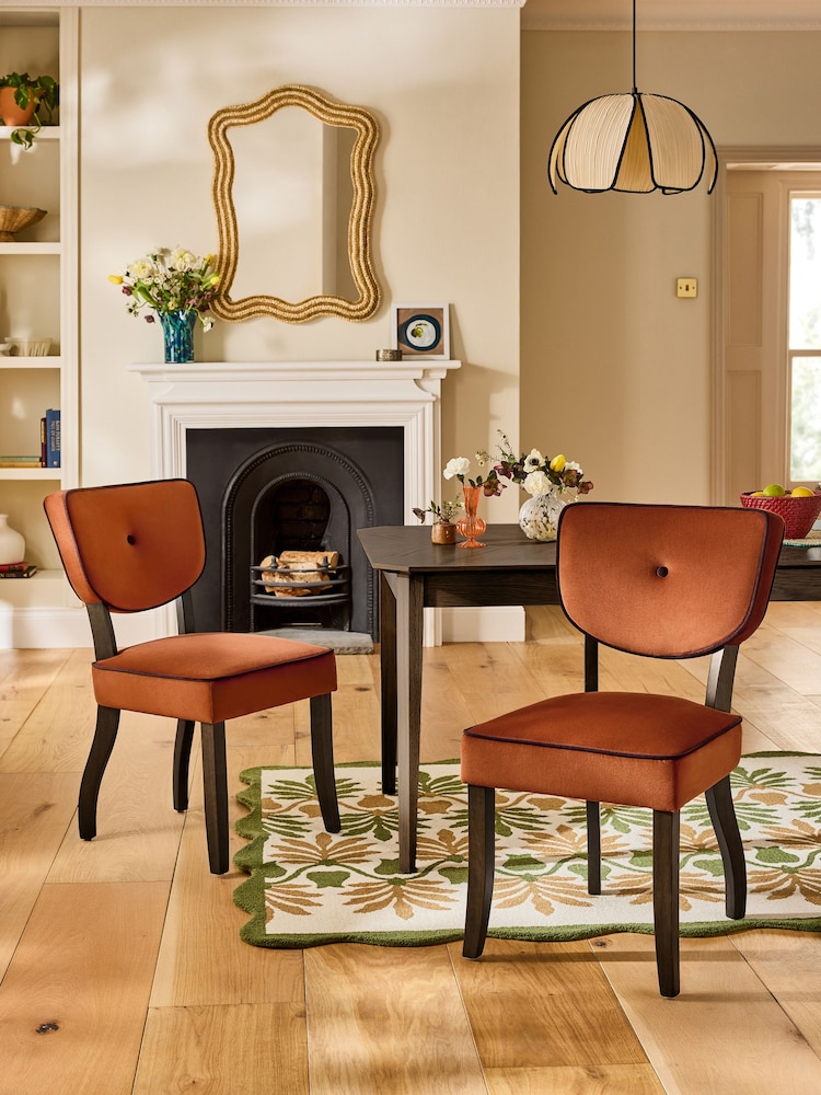 Nina Campbell Rust Brown Dining Chairs - Image 1 of 8