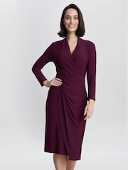 Gina Bacconi Purple Gloria Jersey Wrap Dress - Image 1 of 5