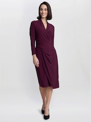 Gina Bacconi Purple Gloria Jersey Wrap Dress - Image 3 of 5