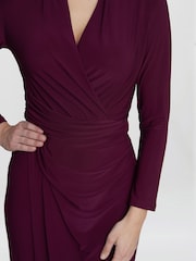 Gina Bacconi Purple Gloria Jersey Wrap Dress - Image 4 of 5