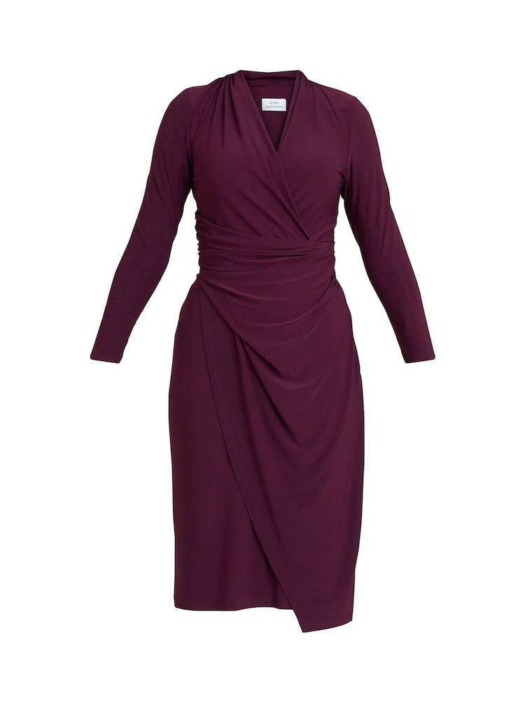 Gina Bacconi Purple Gloria Jersey Wrap Dress - Image 5 of 5