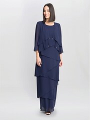 Gina Bacconi Blue Colette Jacket And Asymmetric Tiered Dress - Image 1 of 7