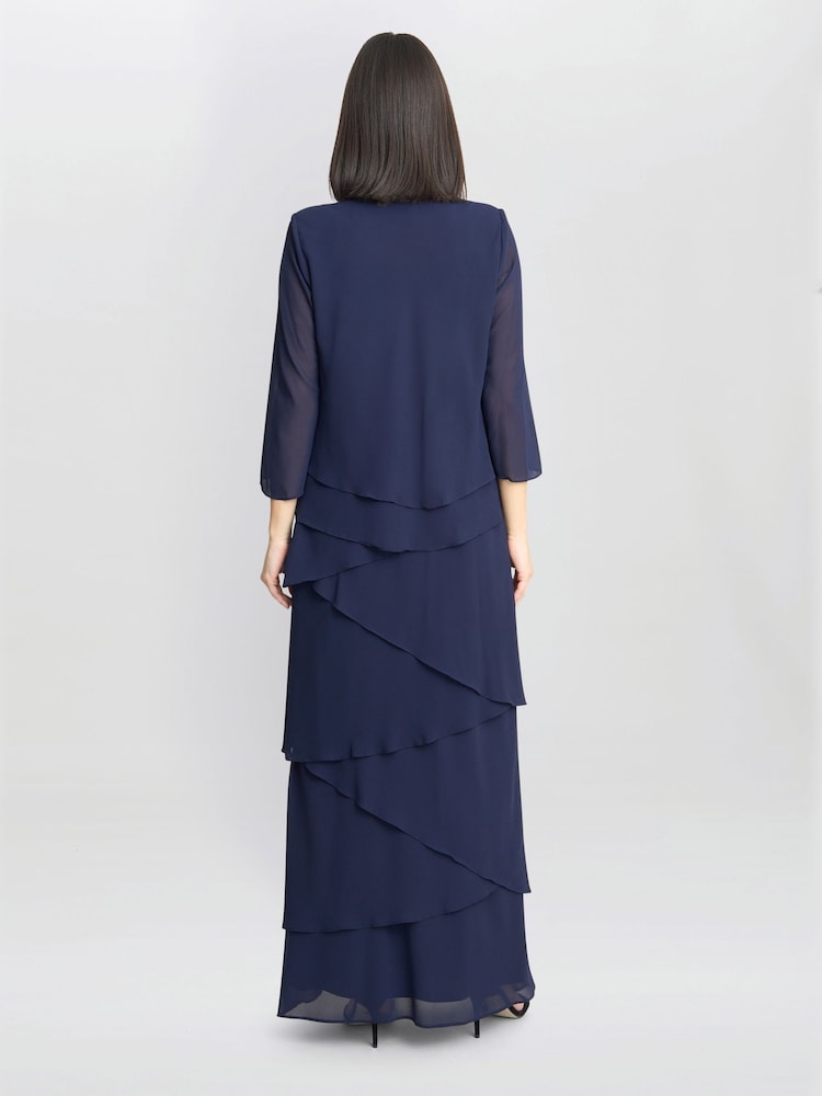 Gina Bacconi Blue Colette Jacket And Asymmetric Tiered Dress - Image 2 of 7 Gina Bacconi Blue Colette Jacket And Asymmetric Tiered Dress - Image 2 of 7