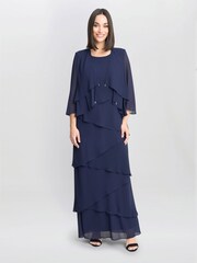 Gina Bacconi Blue Colette Jacket And Asymmetric Tiered Dress - Image 3 of 7
