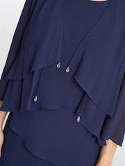Gina Bacconi Blue Colette Jacket And Asymmetric Tiered Dress - Image 4 of 7
