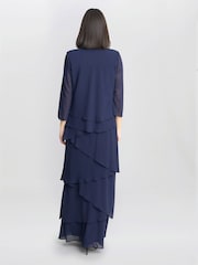 Gina Bacconi Blue Colette Jacket And Asymmetric Tiered Dress - Image 5 of 7