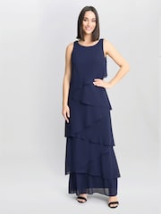 Gina Bacconi Blue Colette Jacket And Asymmetric Tiered Dress - Image 6 of 7