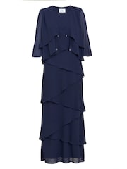 Gina Bacconi Blue Colette Jacket And Asymmetric Tiered Dress - Image 7 of 7