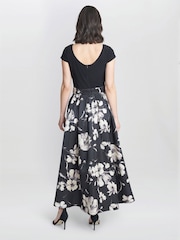 Gina Bacconi Colleen Black  Jersey  And Jacquard Printed Dress - Image 2 of 4