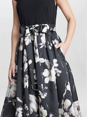Gina Bacconi Colleen Black  Jersey  And Jacquard Printed Dress - Image 4 of 4