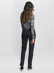 Gina Bacconi Anisha Mesh Polo Neck Black Top - Image 2 of 6
