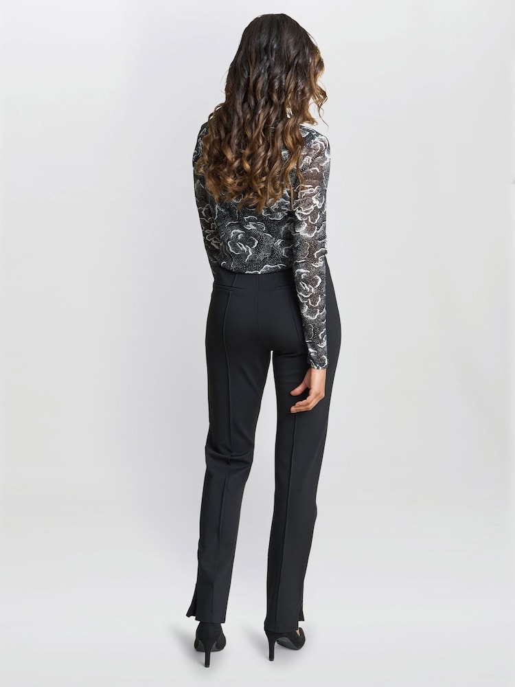 Gina Bacconi Anisha Mesh Polo Neck Black Top - Image 2 of 6