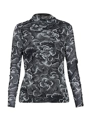 Gina Bacconi Anisha Mesh Polo Neck Black Top - Image 6 of 6