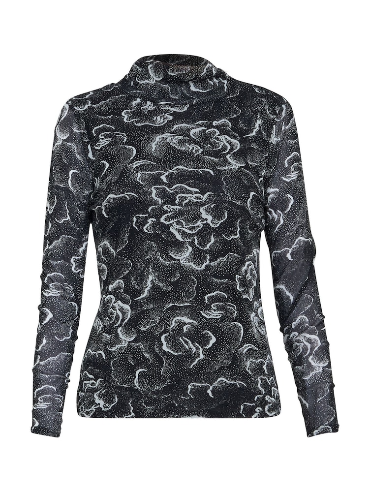 Gina Bacconi Anisha Mesh Polo Neck Black Top - Image 6 of 6