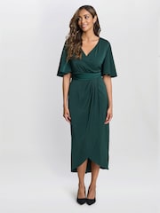 Gina Bacconi Green Misha V-Neck Midi Dress - Изображение 1 из 5