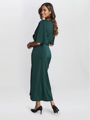 Gina Bacconi Green Misha V-Neck Midi Dress - Изображение 2 из 5