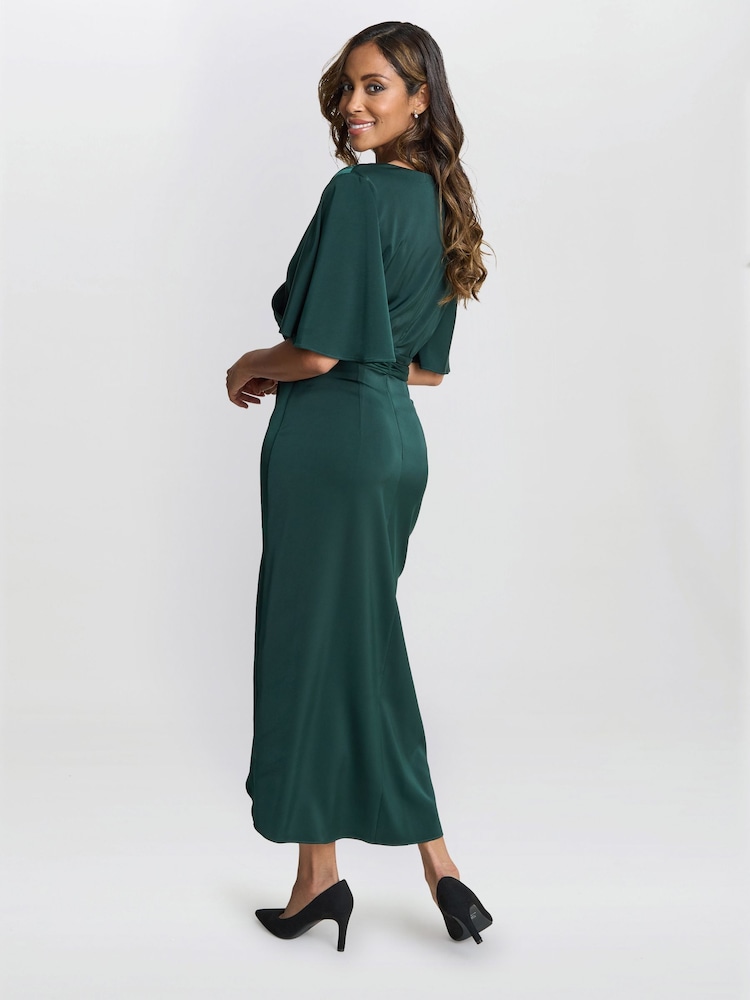 Gina Bacconi Green Misha V-Neck Midi Dress - Изображение 2 из 5