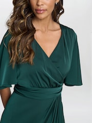 Gina Bacconi Green Misha V-Neck Midi Dress - Изображение 3 из 5