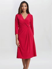 Gina Bacconi Red Antonia Jersey Wrap Dress - Image 1 of 5