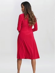 Gina Bacconi Red Antonia Jersey Wrap Dress - Image 2 of 5