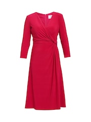 Gina Bacconi Red Antonia Jersey Wrap Dress - Image 5 of 5