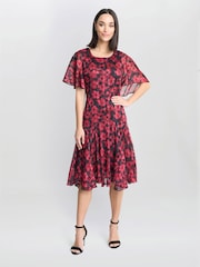 Gina Bacconi Annette Chiffon Black Dress - Image 1 of 5