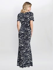 Gina Bacconi Lacy Jersey Black Maxi Dress - Image 2 of 6