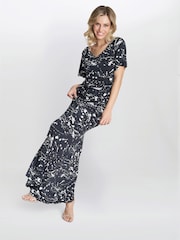 Gina Bacconi Lacy Jersey Black Maxi Dress - Image 3 of 6