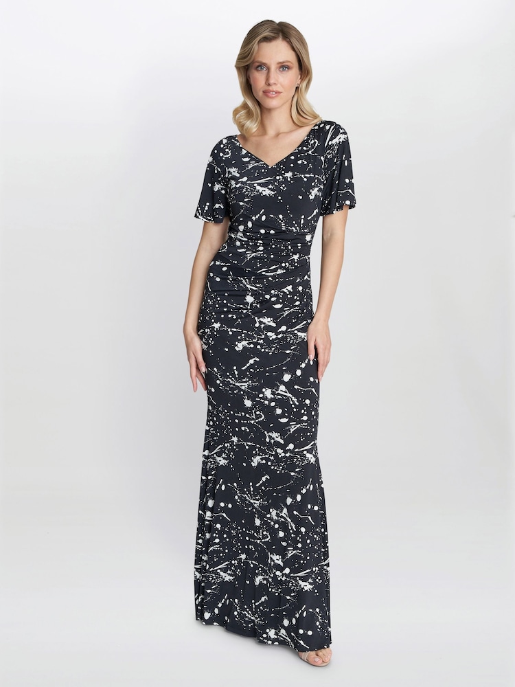 Gina Bacconi Lacy Jersey Black Maxi Dress - Image 5 of 6