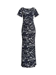 Gina Bacconi Lacy Jersey Black Maxi Dress - Image 6 of 6