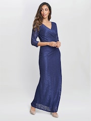 Gina Bacconi Blue Fearne Lace Wrap Maxi Dress - Image 1 of 4