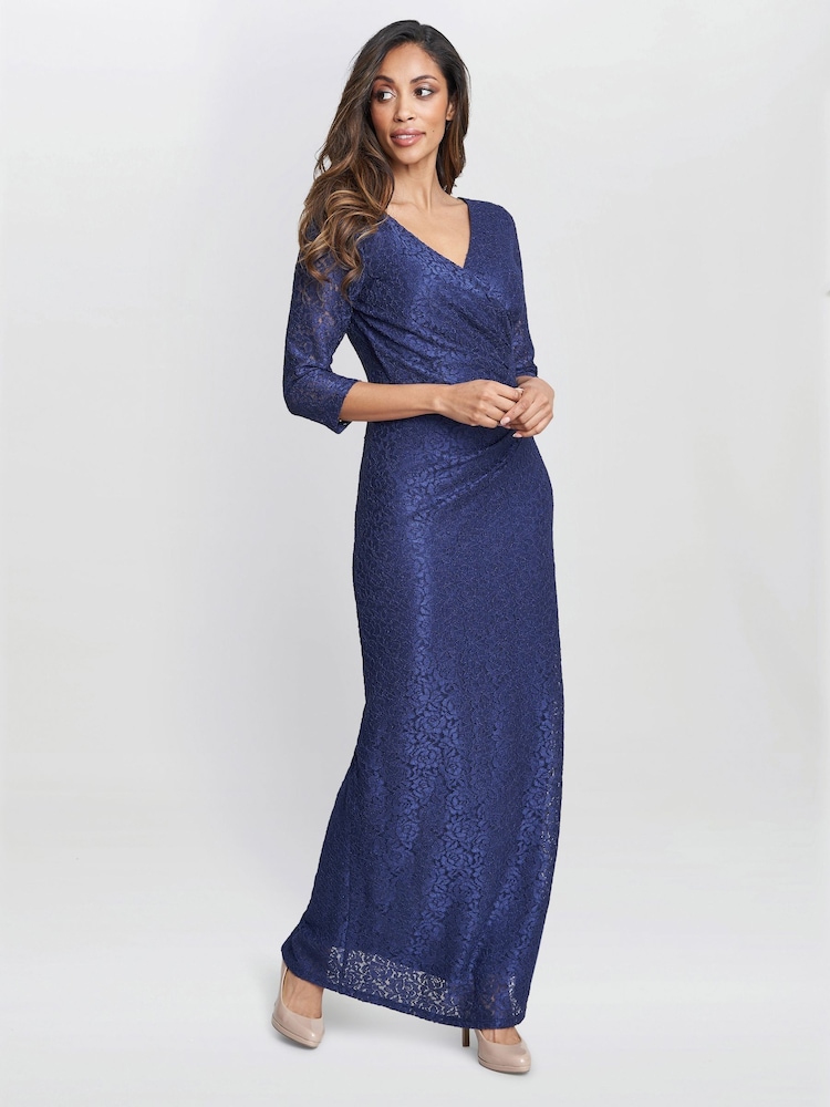 Gina Bacconi Blue Fearne Lace Wrap Maxi Dress - Image 1 of 4